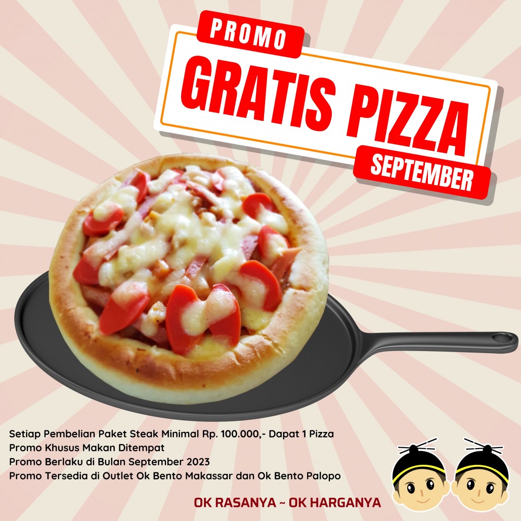 Promo Ok Bento Makassar dan Ok Bento Palopo, Gratis Pizza
