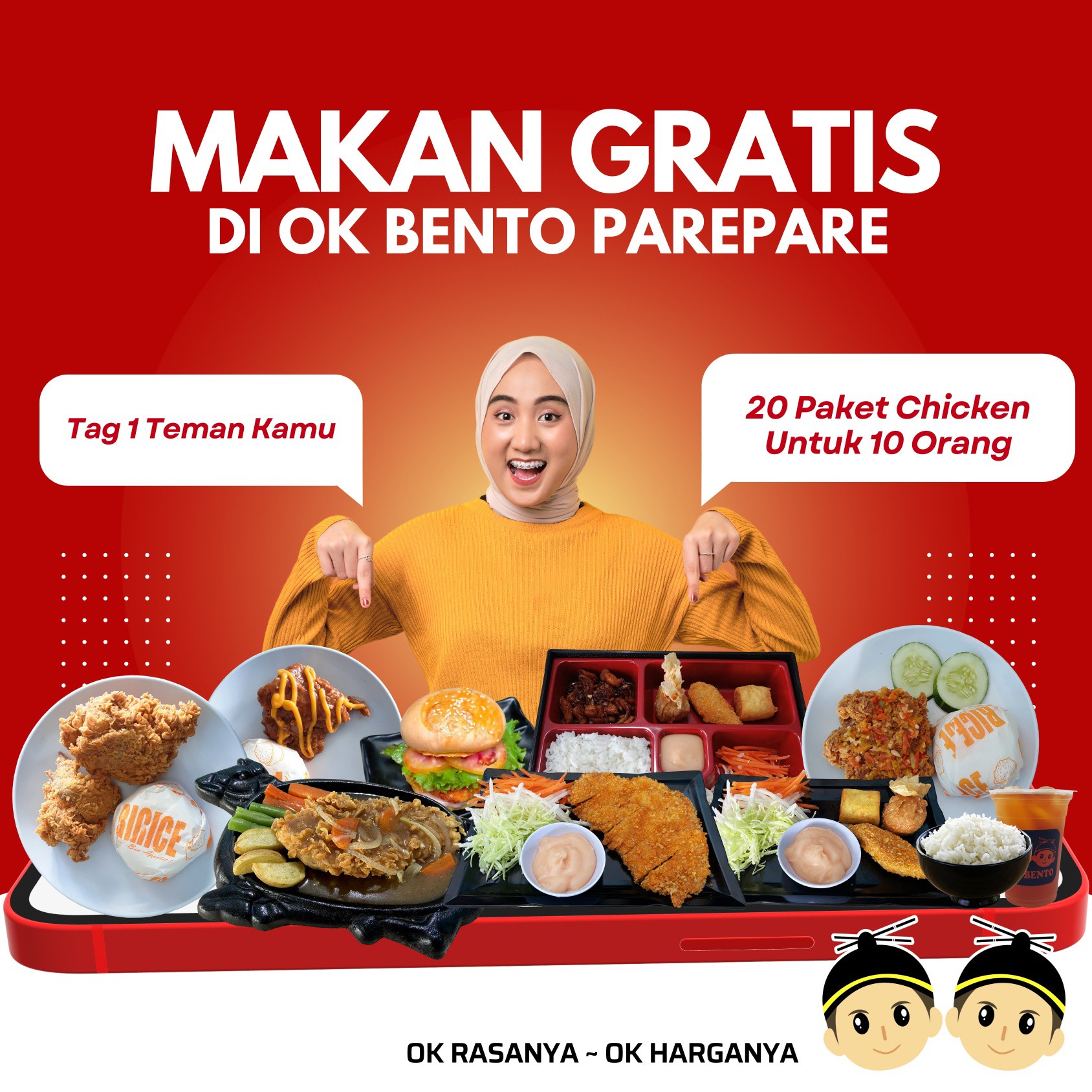 Ok Bento Pare Pare Makan Gratis
