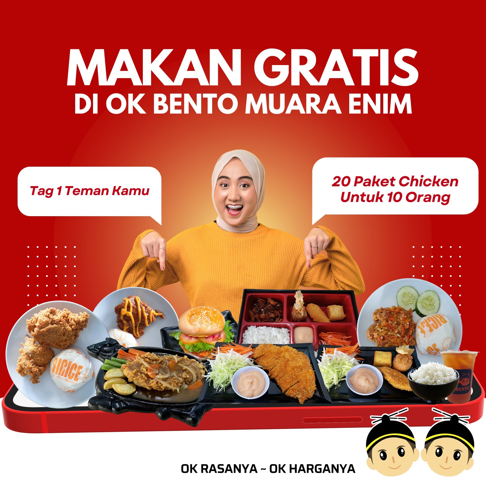 Makan Gratis saat Opening Ok Bento Muara enim